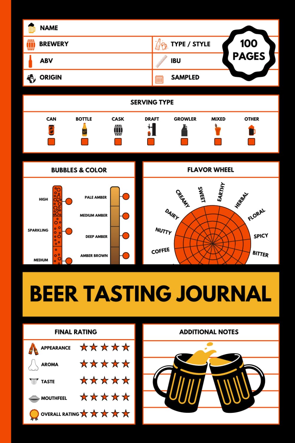 Independently published Beer Tasting Journal: 6X9 Inch Beer Sampling Book, A Review Logbook For Brewers With Flavor Wheel Chart And Notes.