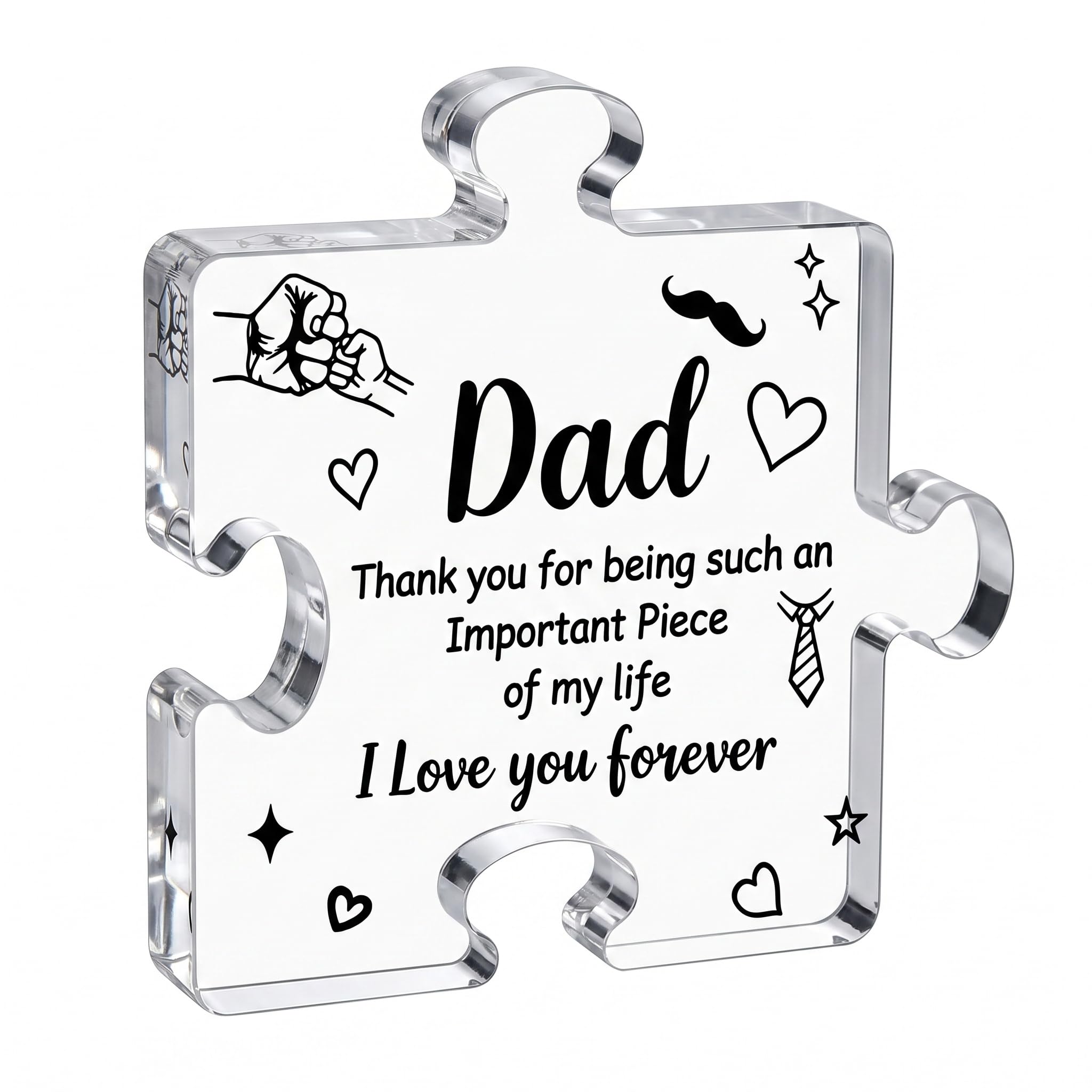 Dad Gifts, Gifts for Fathers Day from Daughter or Son, personalised Acrylic Puzzle Plaque, Best Gift for Dad and Him on Birthday or Christmas, Unusual Present to Men, Husband, Daddy, stepdad