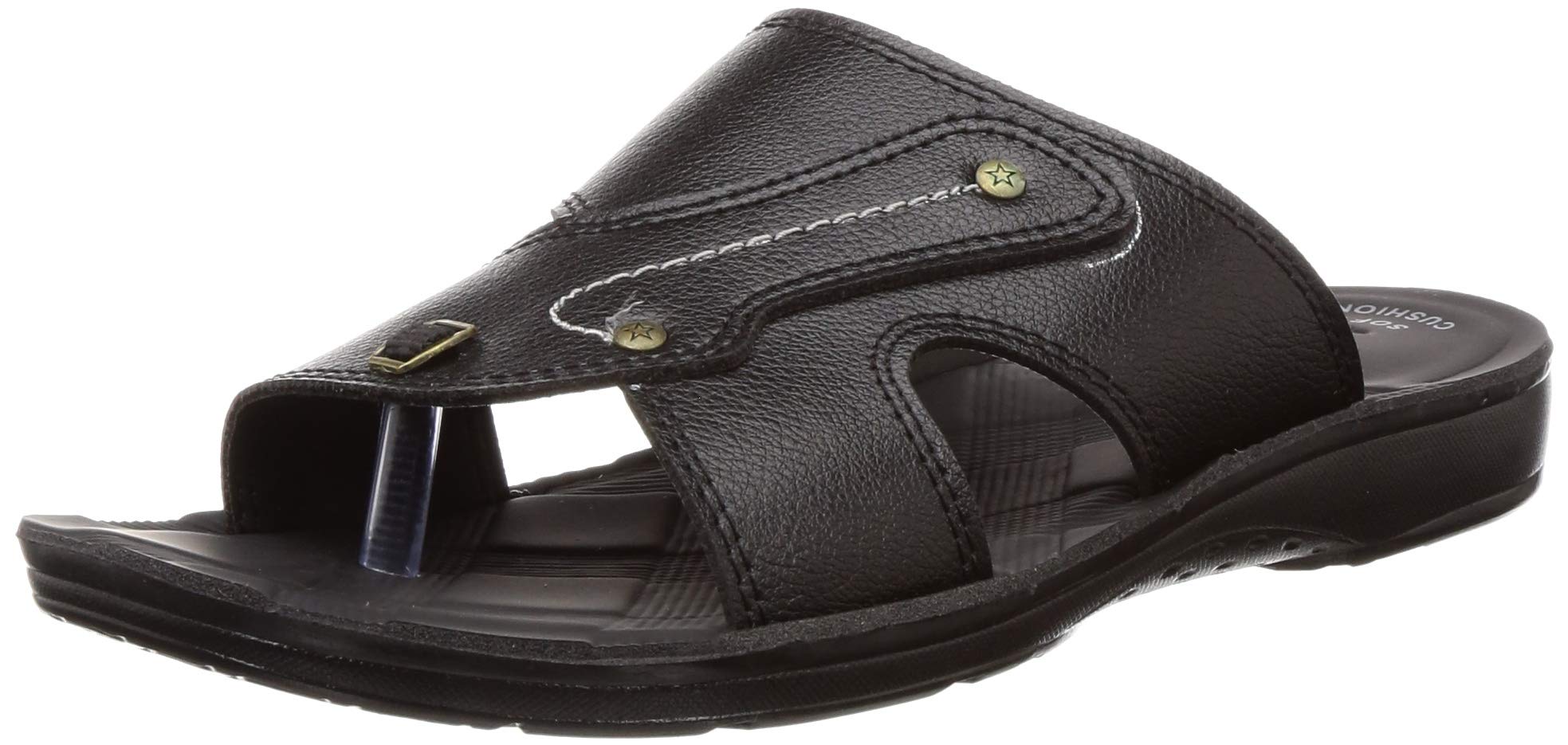 Walkaroo Men's Synthetic Leather Black Flip-Flops (13348)