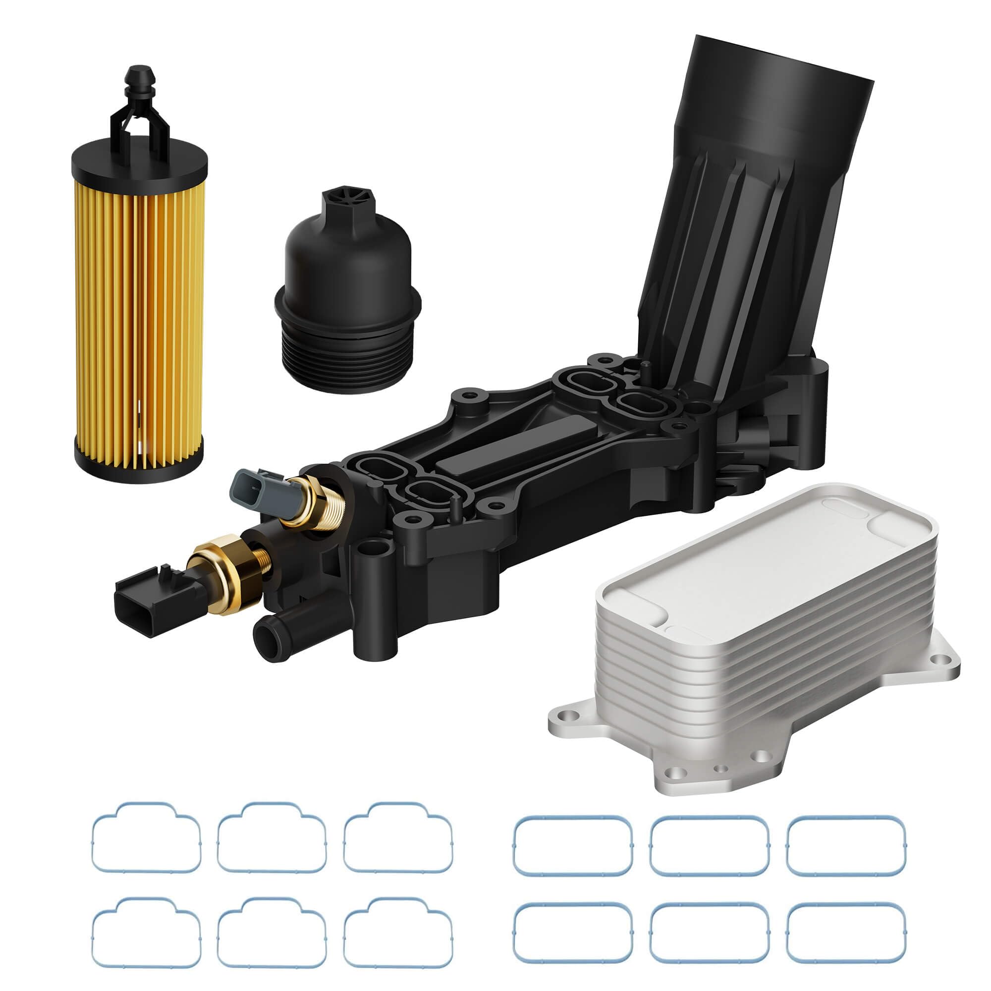 XINLINEngine Oil Cooler with Oil Filter Housing Assembly Compatible with 2014-2016 Chrysler 200 300, Dodge Challenger Durango Charger Averger, Wrangler Grand Cherokee, Ram ProMaster 68105583AF