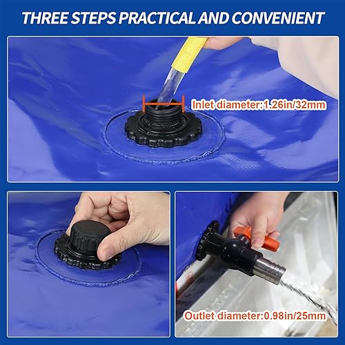 Miniatura 3 de Contenedores de almacenamiento de vejiga de agua de 240 L63.4 galones, tanque de agua portátil plegable bolsa de agua suave de gran capacidad,