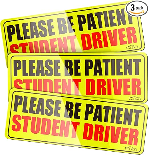 Student Driver Magnet for Car - Upgraded Please Be Patient Student Driver Vehicle Bumper Magnetic Sticker, Stronger Magnetic New Student Driver Safety Warning Reflective Signs for Beginner, Set of 3