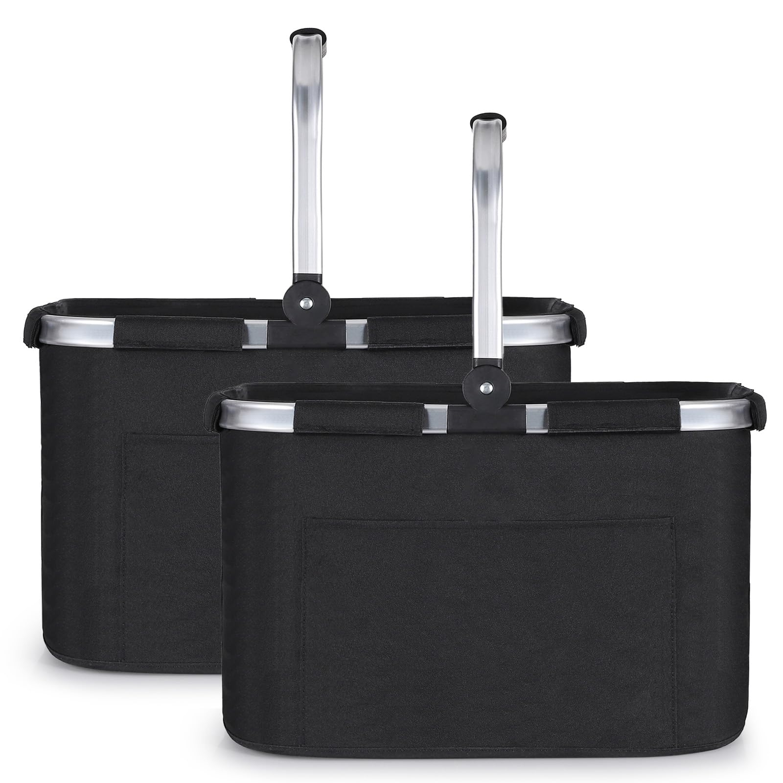Diurwur®30L Einkaufskorb 2pcs Erschwinglich Picknickkorb Einkaufstasche Tragekorb mit Aluminiumgriff Faltbar große Einkaufskörbe für Arbeit/Einkaufen