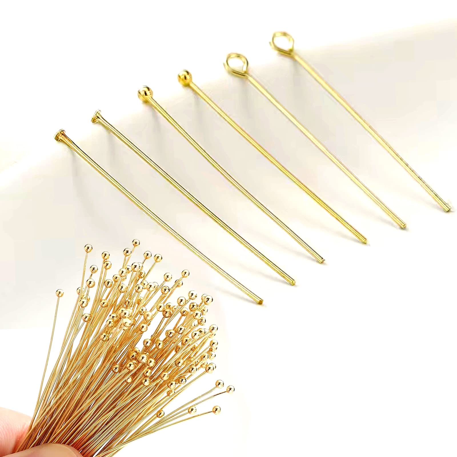 600 Pcs Gold Head Pins for Jewelry Making Supplies Craft Earring Bracelet Jewelry Making Accessories Supplies(50MM)