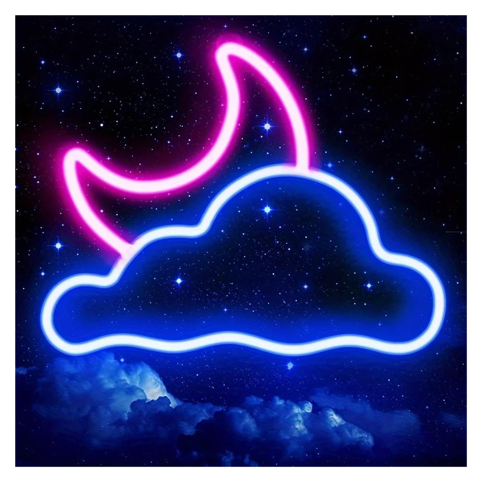 LEMST Sign Lamp Clouds and Moon Neon, Suitable for Hotels, Living Rooms, Game Halls, Parties, Bedrooms,USB Powered 20x27cm