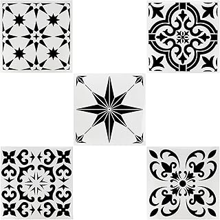 Kunandroc 5 Pack Tile Stencil Floor Stencils, 12x12 Inch Furniture Stencils Painting Template Reusable Stencils for Painting Floor Wall Wood