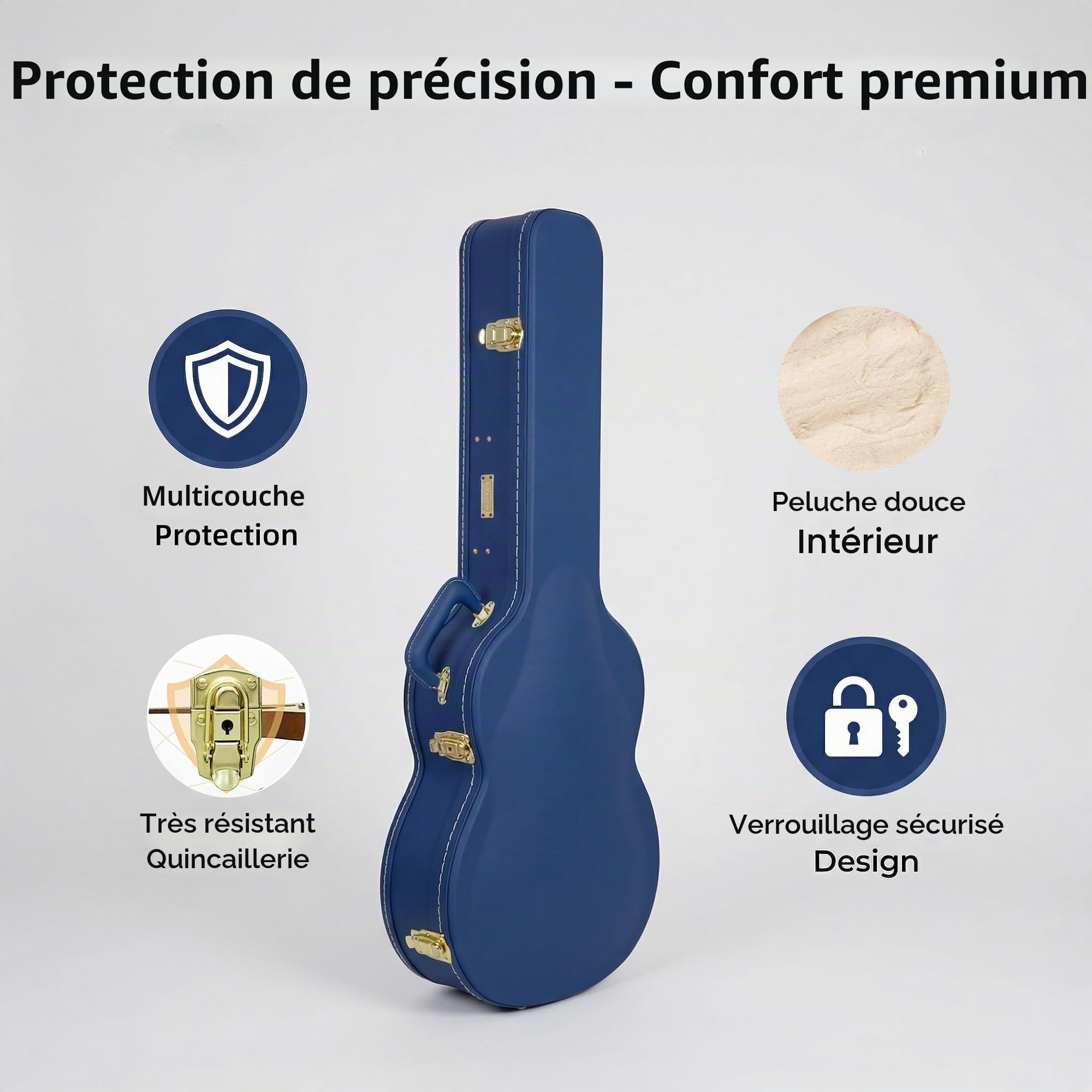 Crossrock Designer Series CRW520SGVB Mallette en Bois pour Guitare électrique Gibson SG avec verrou de sécurité, Pieds en métal, Espace de Rangement Bleu Vif, Bleu Vif, SG, SG