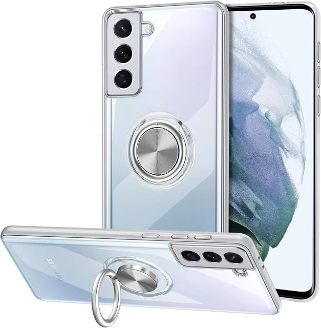 Vunake for Samsung Galaxy S21 Plus Case Clear with Ring Holder Magnetic Car Mount Ring Case Galaxy S21+ Shockproof Bumper Cover Soft TPU Transparent Protective Phone Case for Samsung S21 Plus 5G 6.7"
