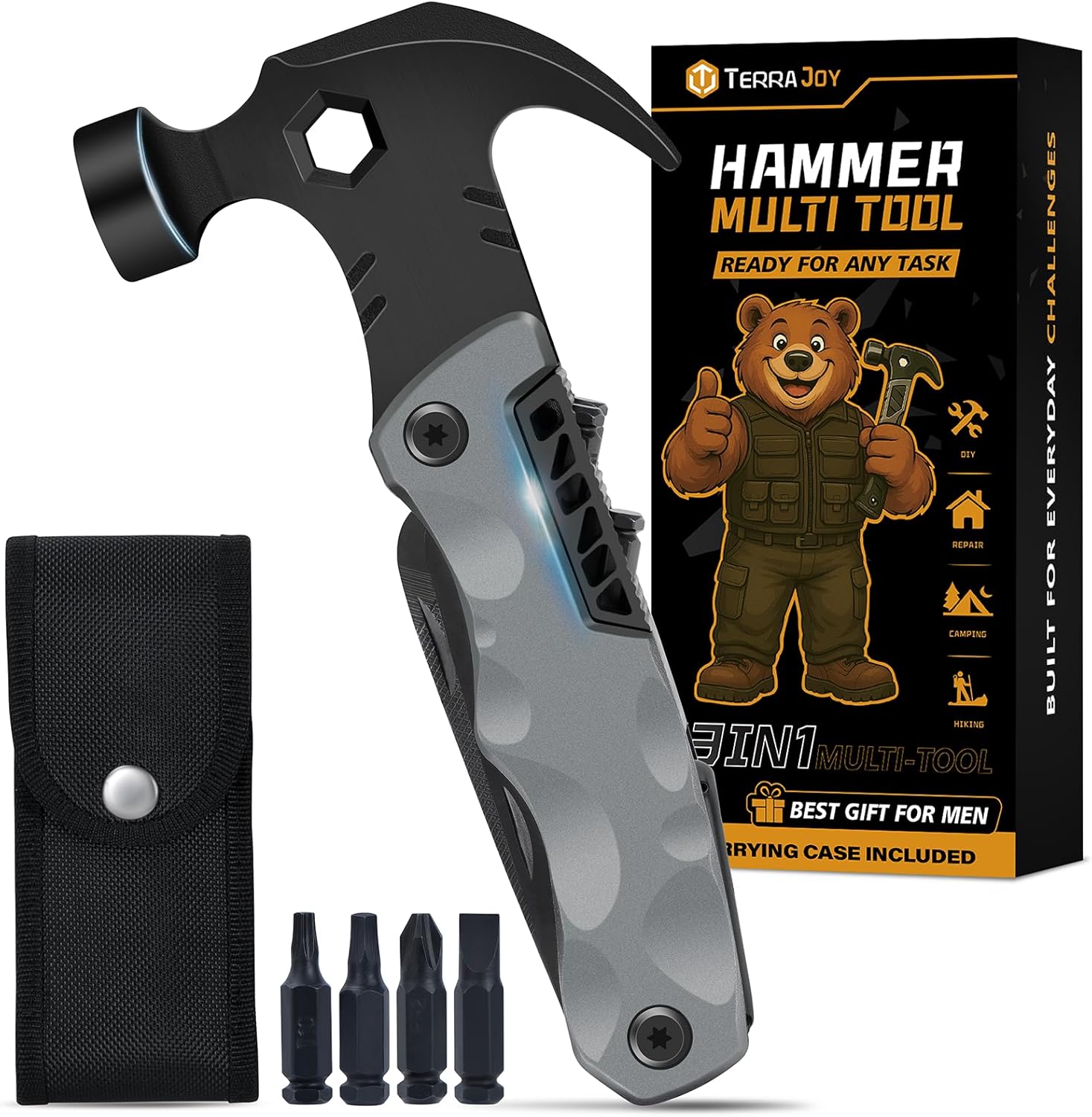 Gifts for Men – Cool Birthday Gifts for Men Him Dad Husband – 13-in-1 Multitool Camping Accessories for Outdoor, Gardening, Repair, DIY — Stocking Fillers Gifts for Men – Cool Birthday Gifts for Men Him Dad Husband – 13-in-1 Multitool Camping Accessories for Outdoor, Gardening, Repair, DIY — Stocking Fillers