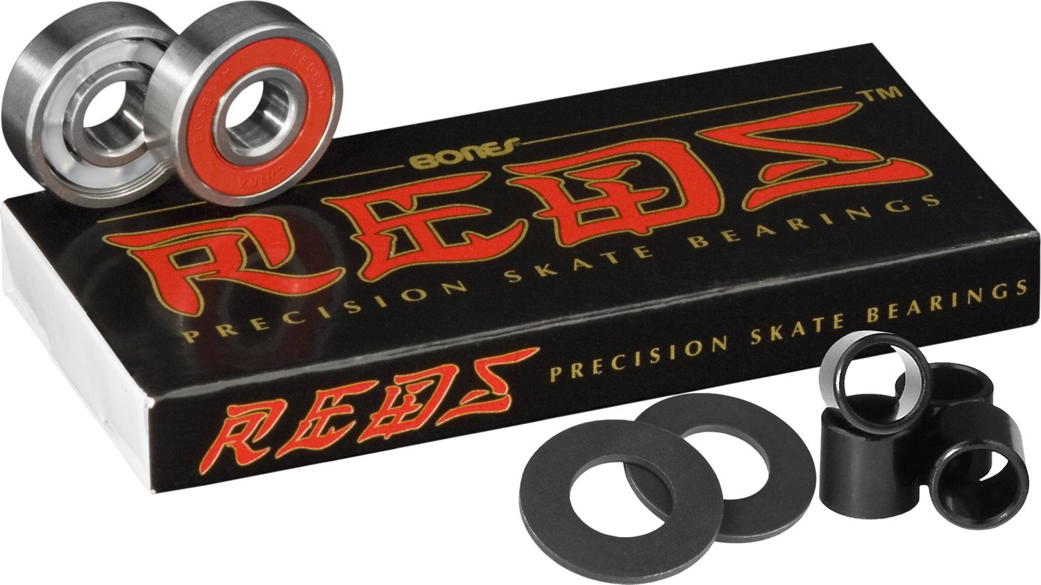 Bearings Bones Reds 8 with Bearing Spacers & Axle Washers