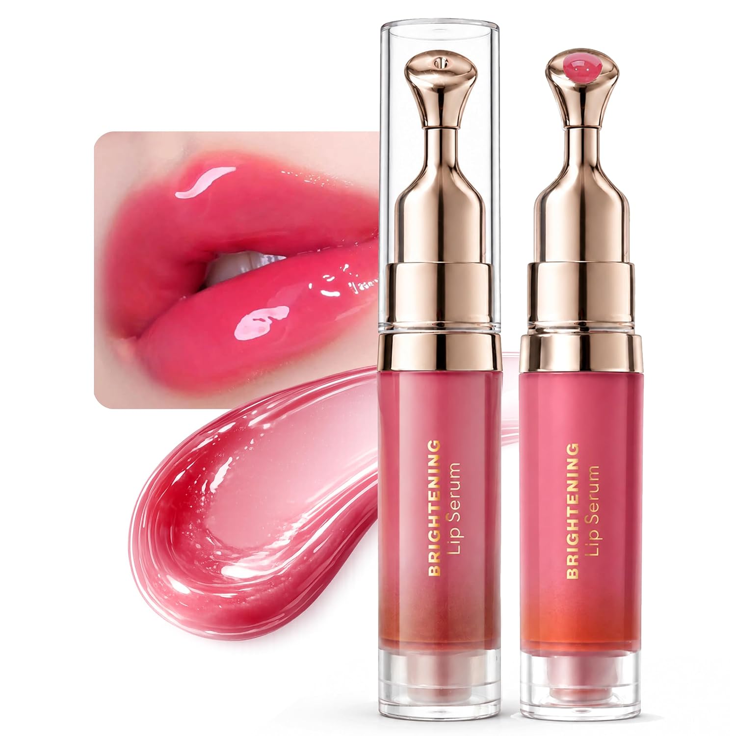 Lip Serum, Hydrating & Plumping Lip Gloss, Moisturizing Lip Care Tint Non-Sticky Lip Oil, Lip Balm with Hyaluronic Acid for Dry & Cracked Lips, Smooth Healthy-Looking Lips 3#Cherry Red