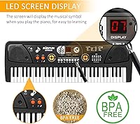Vista 6 de Kids Keyboard Piano, 61 Keys Electric Piano Keyboard for Kids with Microphone MP3 Function Led Display Educational Musical Toys Birthday Xmas Gifts