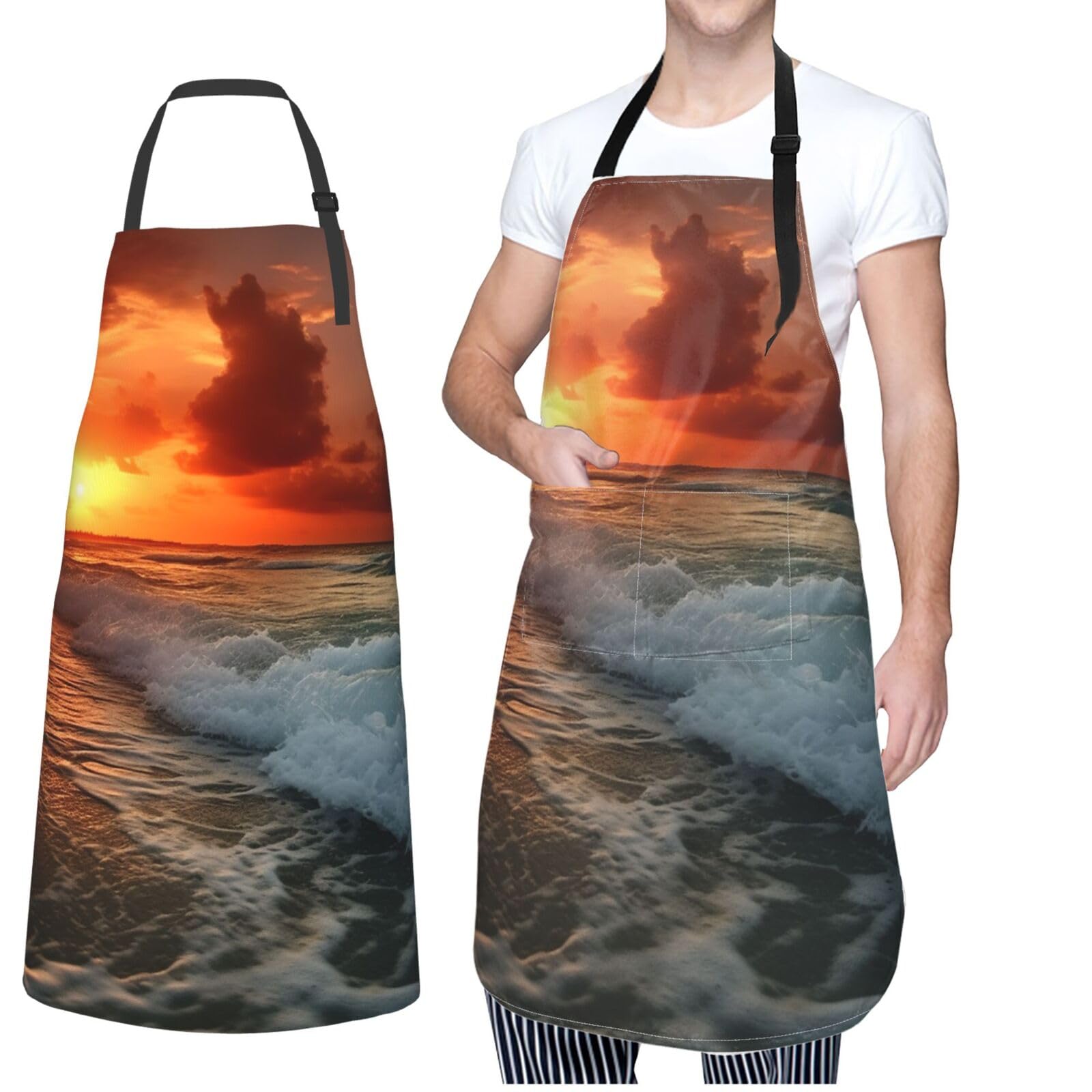 Tablier motif nénuphar ajustable pour cuisiner et jardiner - 8