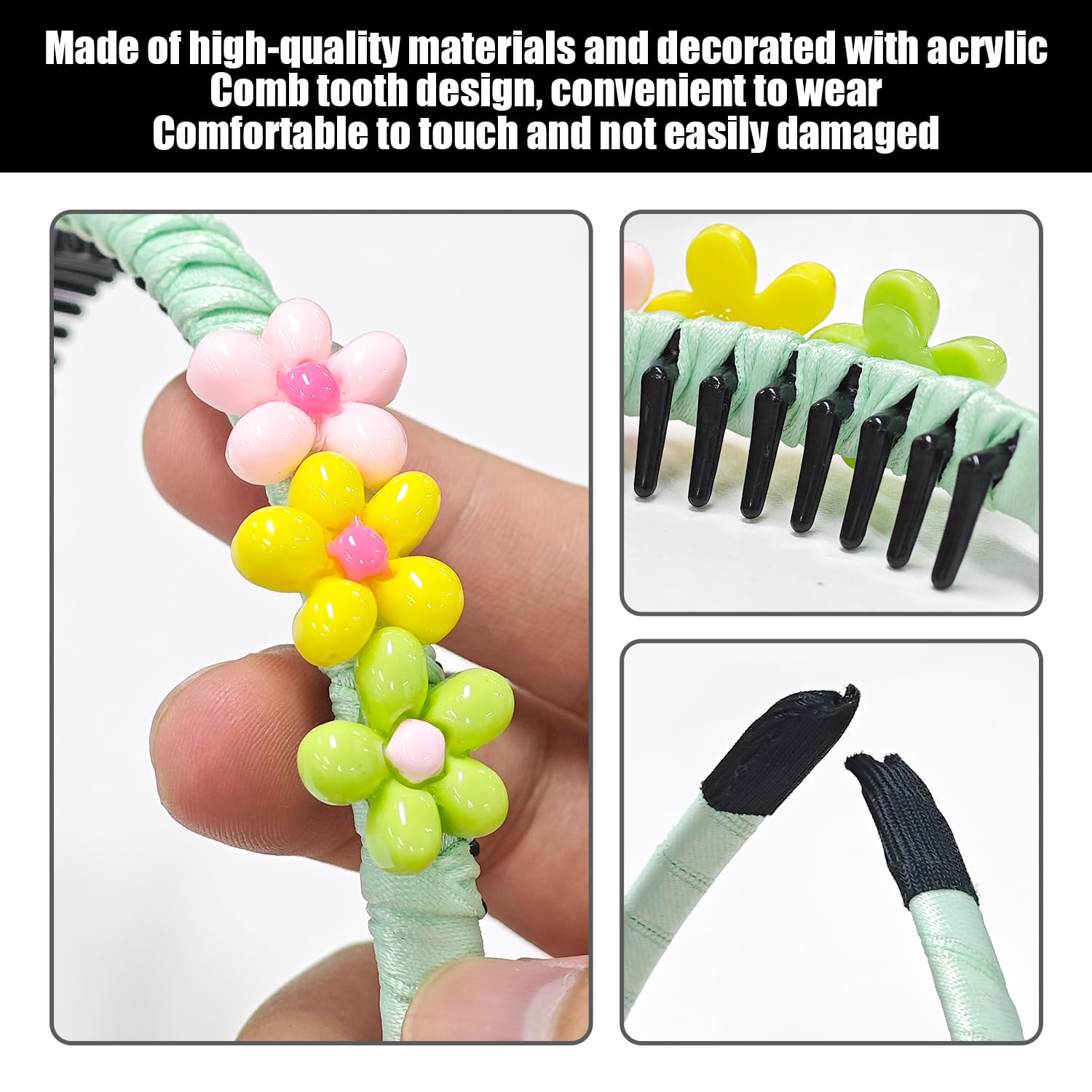 3 Pieces Of Children'S Flower Headbands And 6 Pieces Of Bow Hair Rings, Girls' Hair Accessories, Creative Love Headbands - Image 3