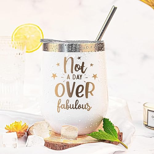 Miniatura 5 de Regalos de cumpleaños de 40 para mujeres con vasotaza de 12 onzas para vino o café, corona de cumpleaños, banda, decoración de pastel y velas,