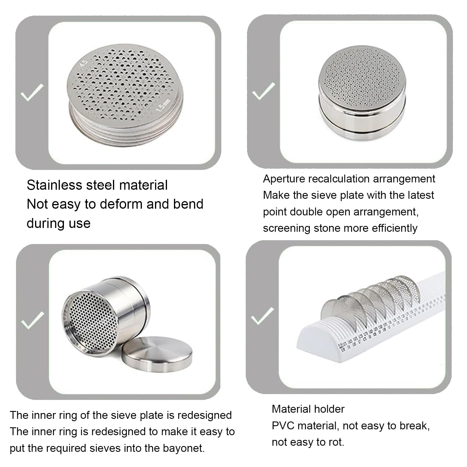 Juego De Tamices para Clasificar Diamantes, Tamiz De Precisión De Acero Inoxidable para Clasificar Diamantes Y Perlas En Joyerías,48mm Small