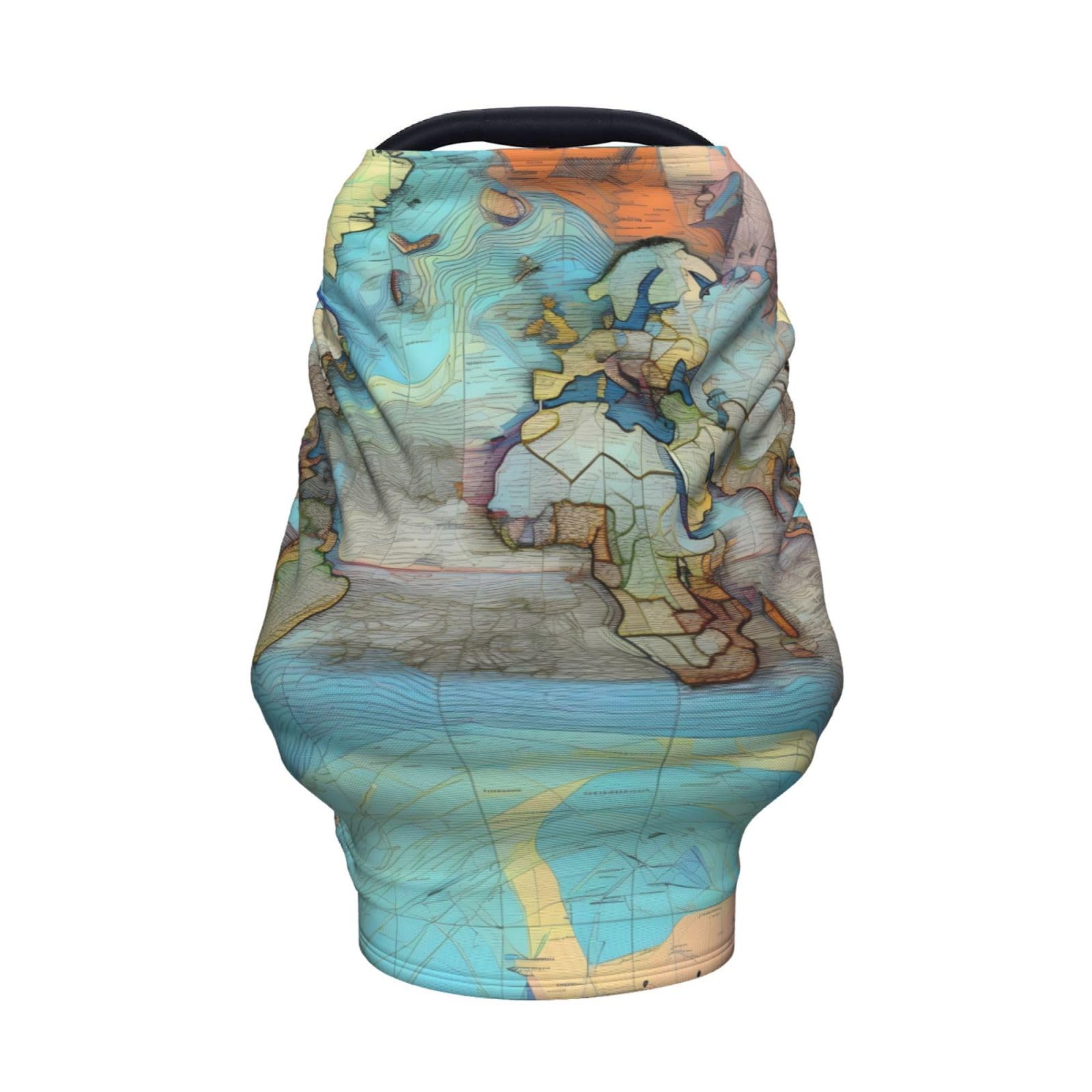 XZDHYZ Cartoon world map Versatile full-print Stroller Chair Cover/Nursing Cover, specially designed for your baby, Black