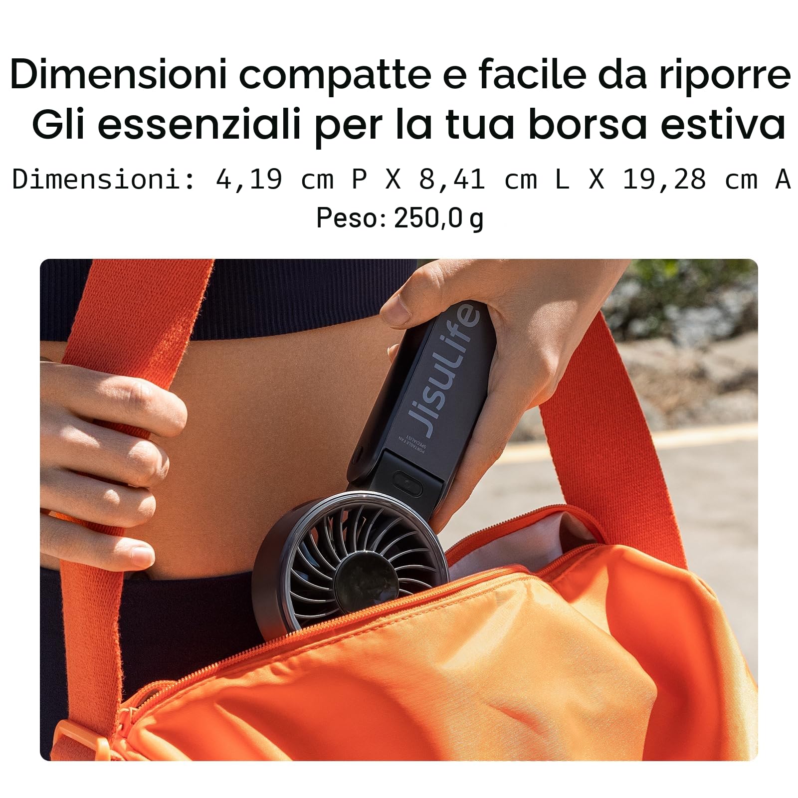 JISULIFE Ventilatore portatile, potente ventilatore portatile con display LED, massimo 19,5 ore, 5000 mAh, 3 in 1 mano/scrivania/collo ventilatore, mini ventilatore da viaggio (nero)