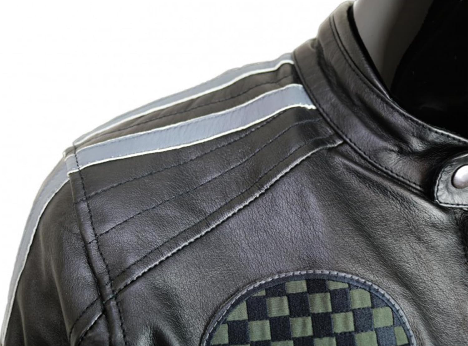MDM Herren Motorrad Streifen Jacke Highway Bikerjacke aus echtem Leder