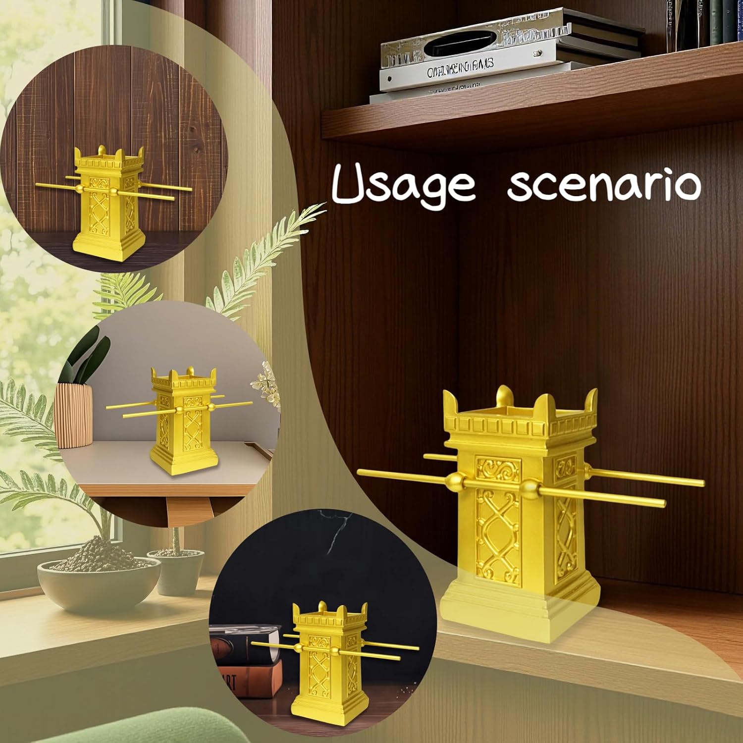 Tabernacle Model Altar of Incense,Biblical Reenactment & Sacred Ceremonies, Israeli-Style Tabletop Decor for Fireplace, Bookshelf, or Home Display