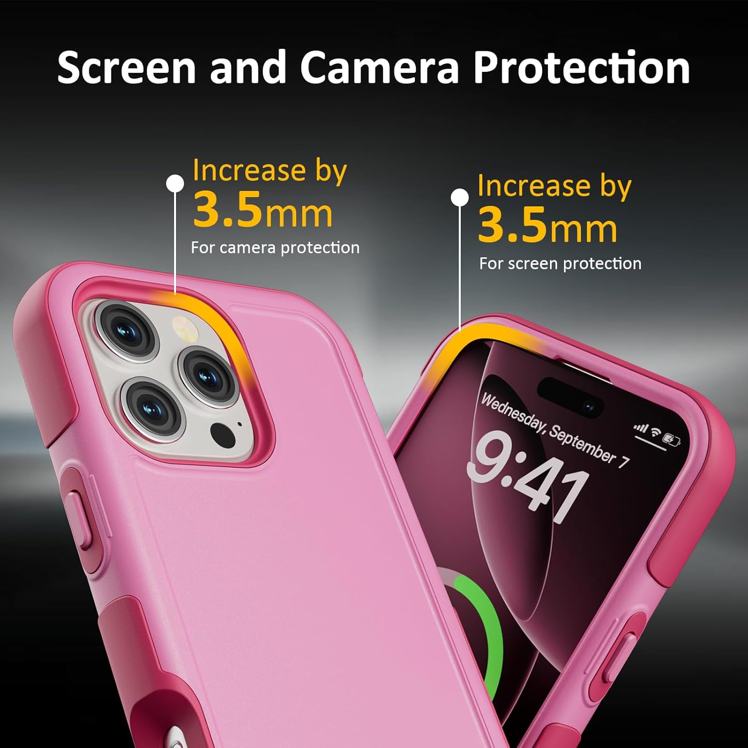 for iPhone 16 Pro Max Case, Compatible with MagSafe, Heavy Duty Shockproof Protective Phone Case, Anti-Drop Protection, Dual Layer Magnetic Phone Cover for iPhone 16 Pro Max, 6.9", Pink - Image 6
