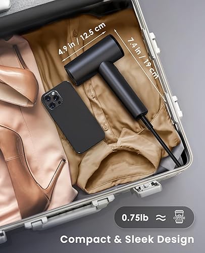 Miniatura 7 de Secador de pelo iónico, secadora de alta velocidad, motor sin escobillas de 150,000 RPM, 500 millones de iones negativos, ultraligero y pequeño,