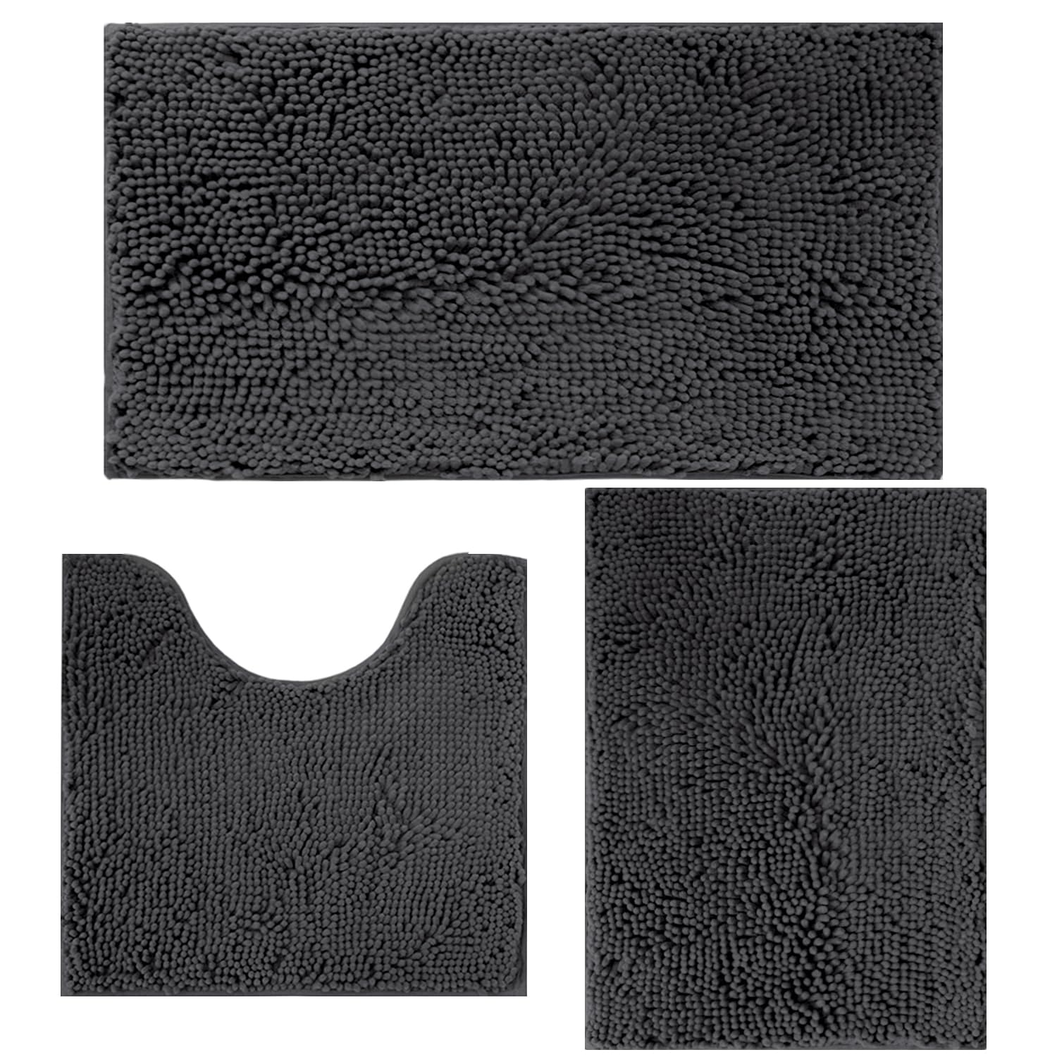 Bathroom Rugs Sets 3 Piece Non Slip Bath Rugs with PVC Backing Bath Carpet Bathroom Rug Washable Absorbent