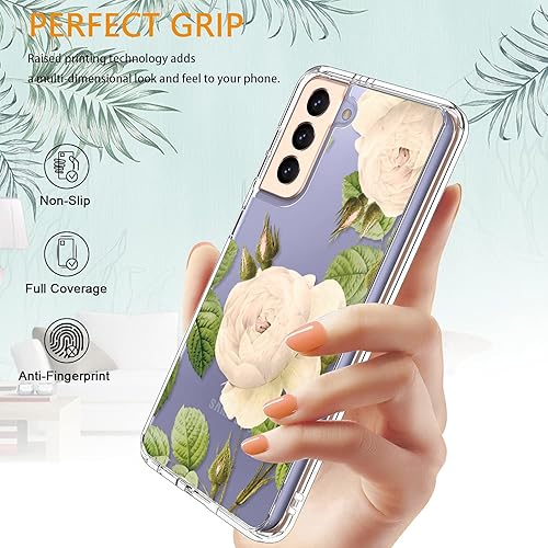 Miniatura 5 de LUHOURI Funda para Samsung Galaxy S21, funda de TPU transparente con diseños florales de moda de jardín para mujeres y niñas, a prueba de golpes,