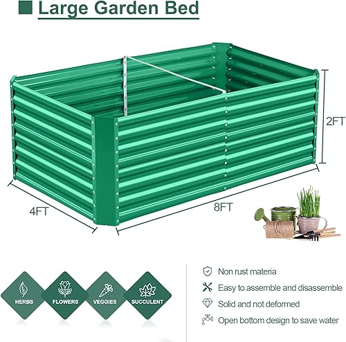 Miniatura 44 de Land Guard Kit de cama de jardín elevada galvanizada de 8 x 4 x 2 pies, macetas galvanizadas elevadas para exteriores, grandes camas de jardín