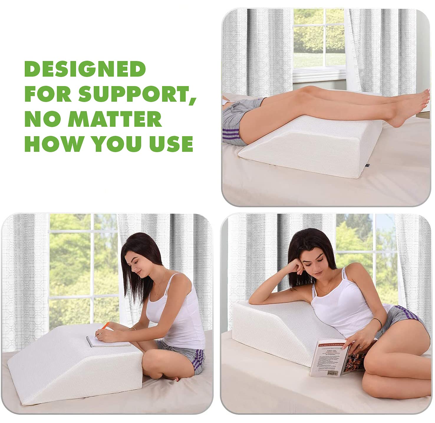 Leg Elevation Pillow with Foam Top Leg Rest Relieves Back, Hip and