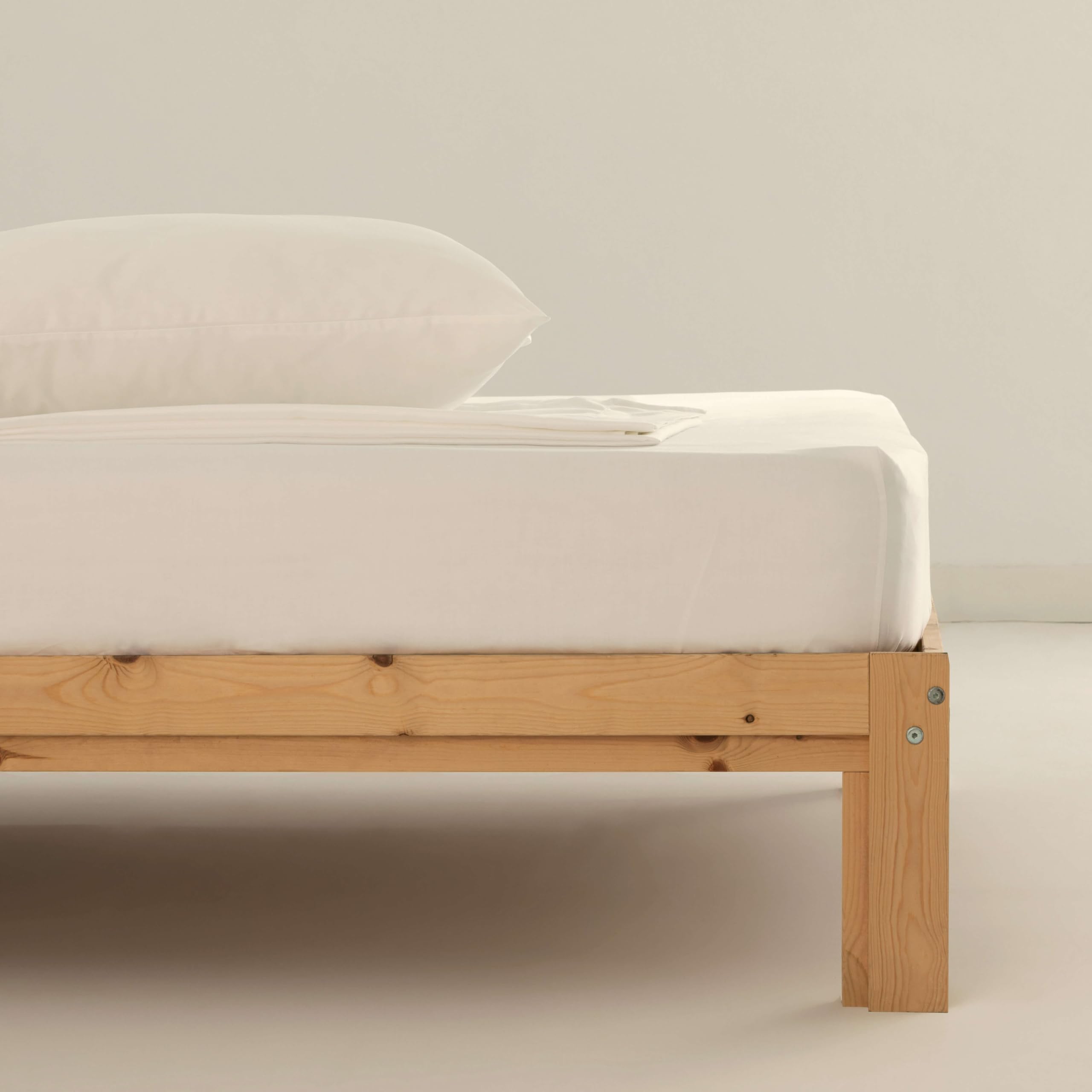 BELUM | Juego de Sábanas Satén 300 Hilos para Cama de 135 - Encimera 210x270cm - Bajera 140x200cm + 35 cm Fuelle Funda Almohada: 50x80 2 Unidades Modelo: White