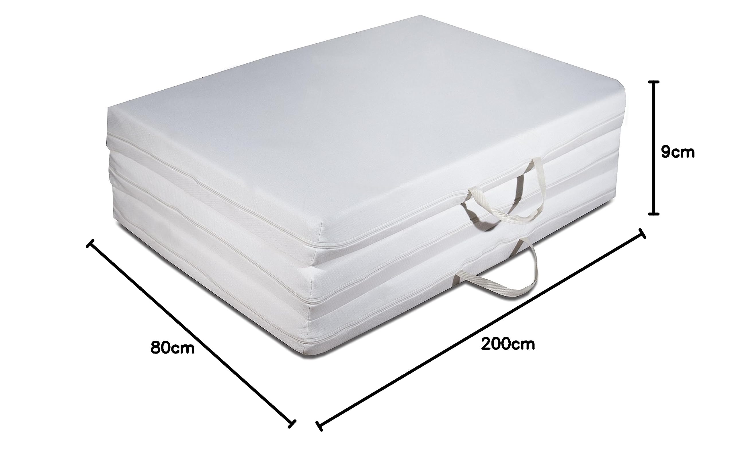EVERGREENWEB Colchón Plegable Suelo 80x200 H 9 cm, Colchón de Futón Japonés de Espuma con Funda Lavable, dureza Media H3 - Cama para Invitados, Niños e Adulto, Colchon Coche, Camping, Cuna de Viaje