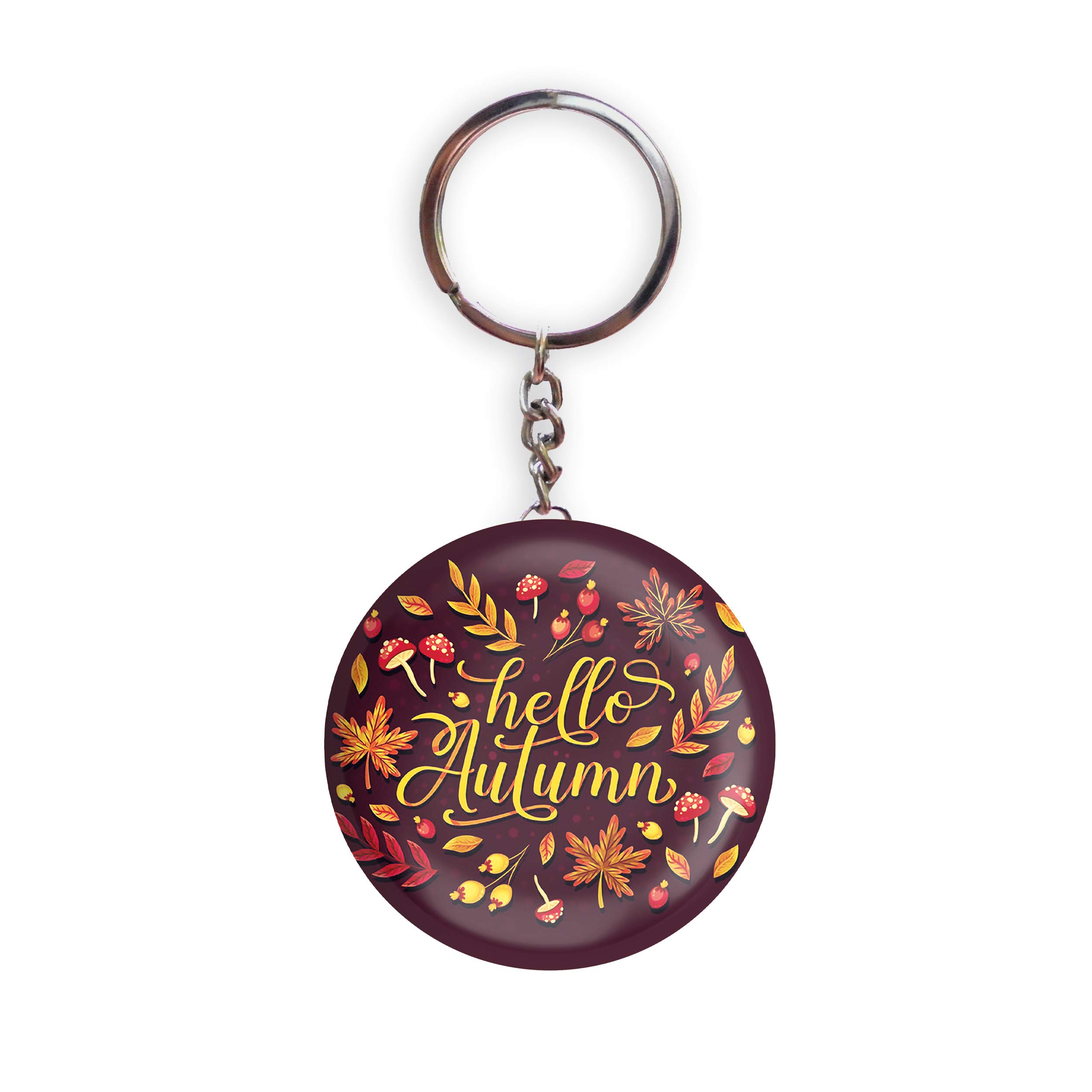 HOLA keychain Red Color Handmade Hello Autumn D1 Glossy Finish Design Pack of 1