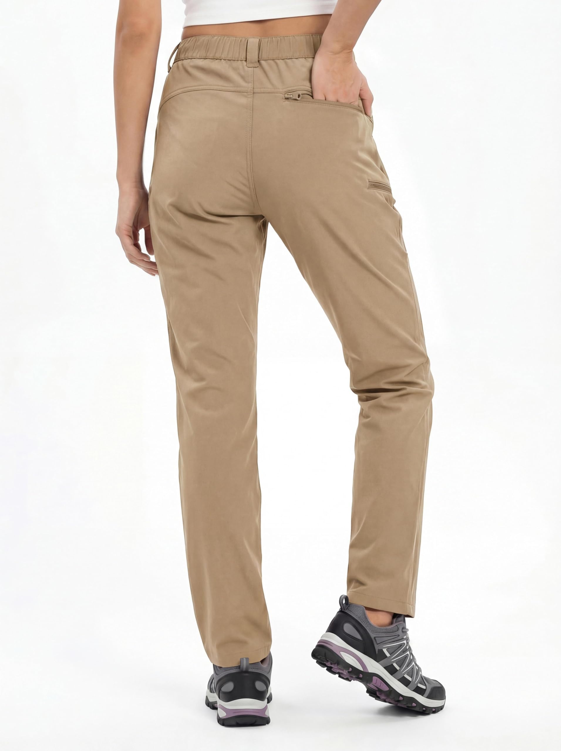 GymBrave Pantalon de Randonnée Femme Été Léger Pantalon de Travail Extensible Imperméable Pantalon Cargo avec Poche Zippée Pantalon de Trekking Pantalon Safari
