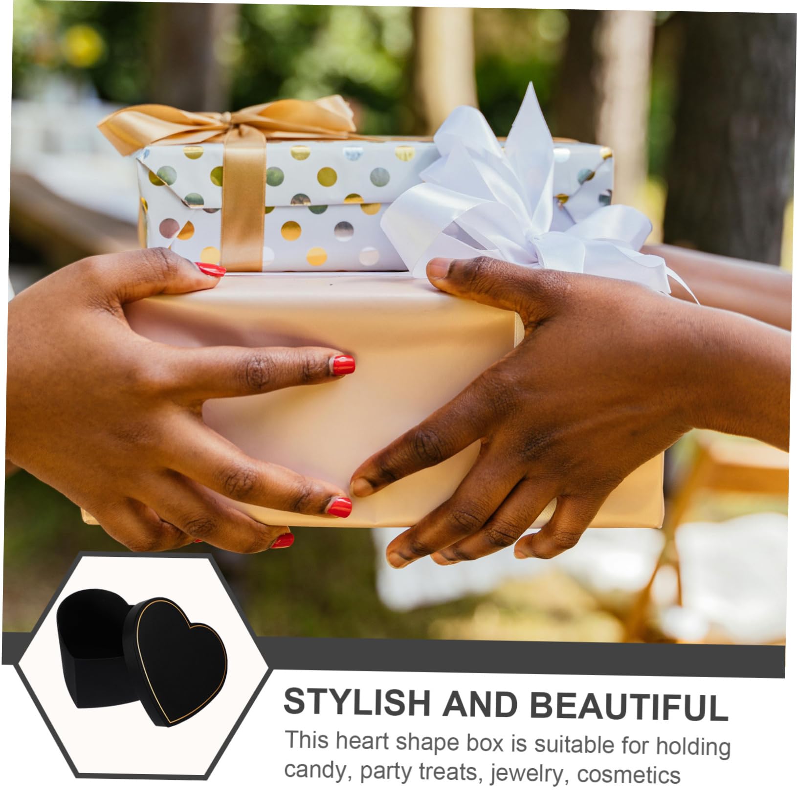 Healvian Geschenkbox Elegante aus Stoff Schwarze Herzförmige mit Deckel Süßigkeitenbox Verpackungskartons für Geschenke bei Restaurant oder Bridal Shower