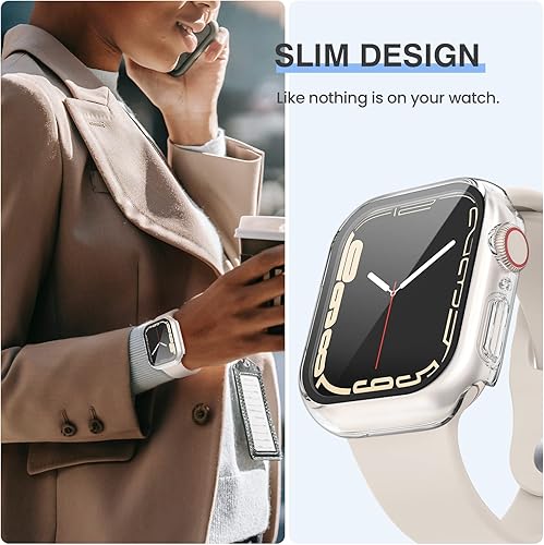 Miniatura 3 de Tensea Paquete de 3 fundas protectoras de pantalla para Apple Watch Series 9, 8, 7, de 1.614 pulgadas, cubierta protectora para iWatch, película de