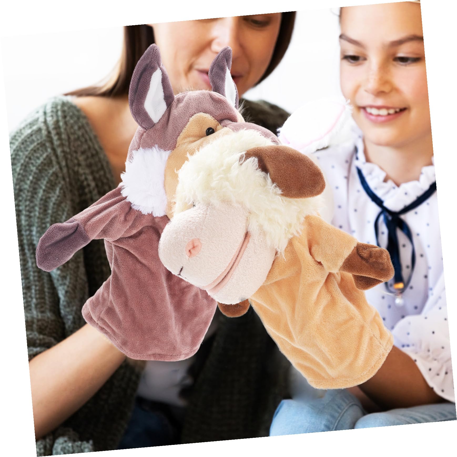 Marionnettes à Main Animaux 5 Pièces, Bouche Mobile, Jeu Interactif