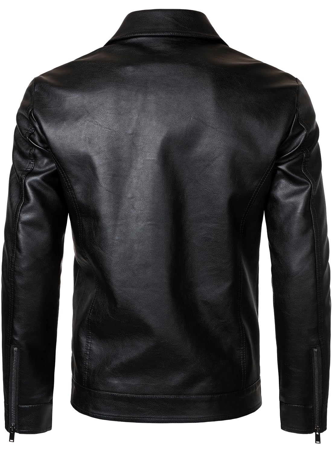 HOOD CREW Chaqueta de cuero para hombre, chaqueta de motociclista, casual, ligera, de piel sintética