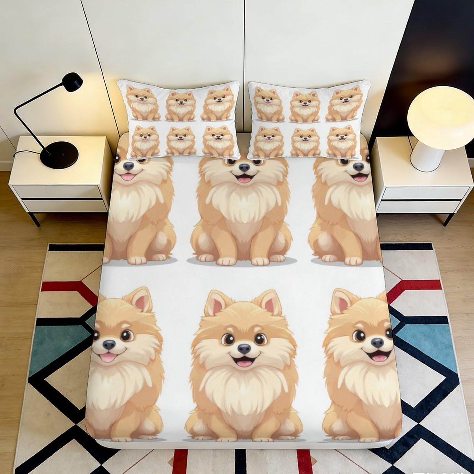 Jqzkxnhpbr Style-9 3D Printed Cute Shiba Inu Fitted Sheet Microfiber Soft Dog Bed Cover For Bedroom Dorm Mattress Protection Decor 90X200x25cm