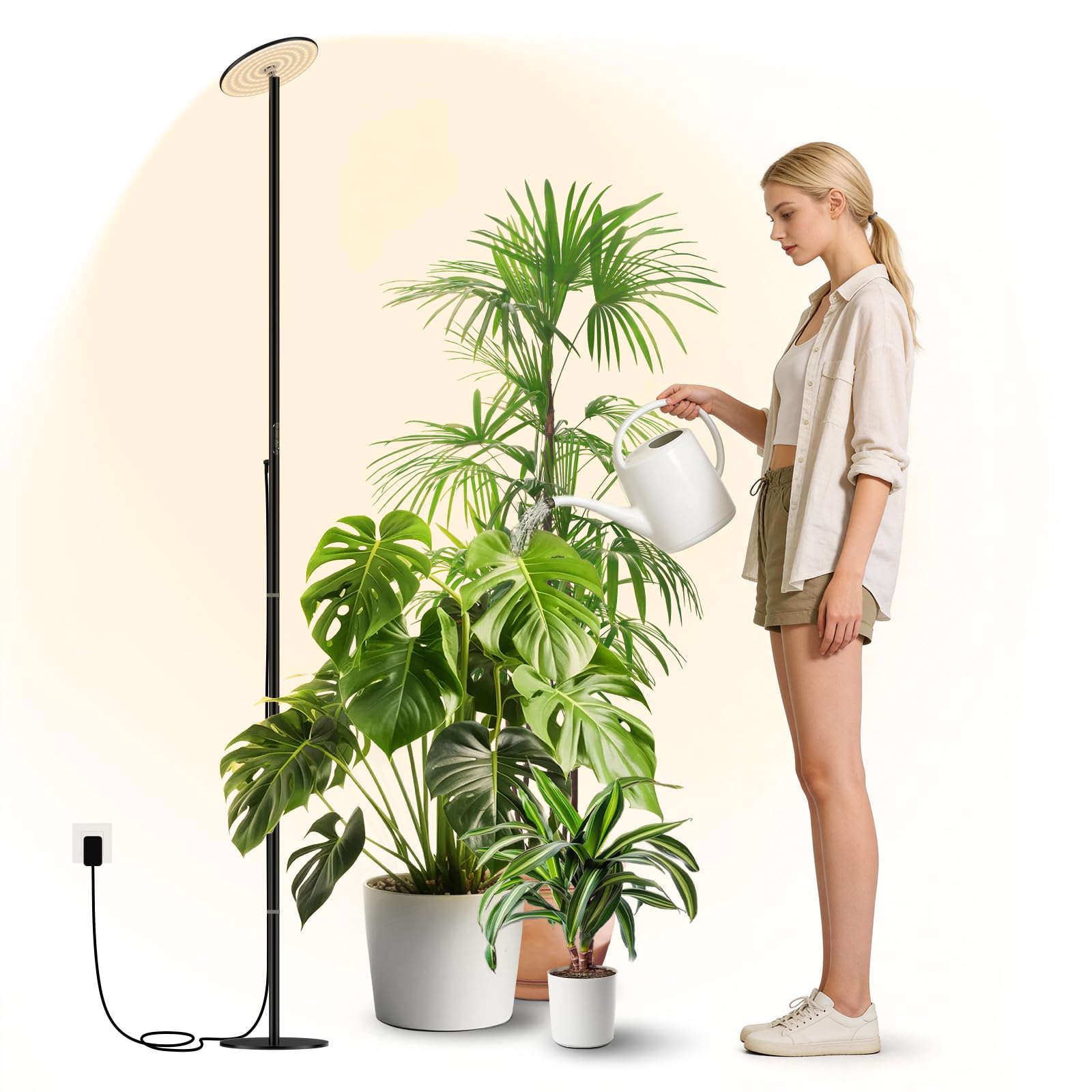 Pflanzenlampe LED Vollspektrum für Zimmerpflanzen, 60W Pflanzenlicht stehend, 216 cm, dimmbar, 2300–6500K, mit Timer & Fernbedienung, für große Pflanzen und Zimmerbäume