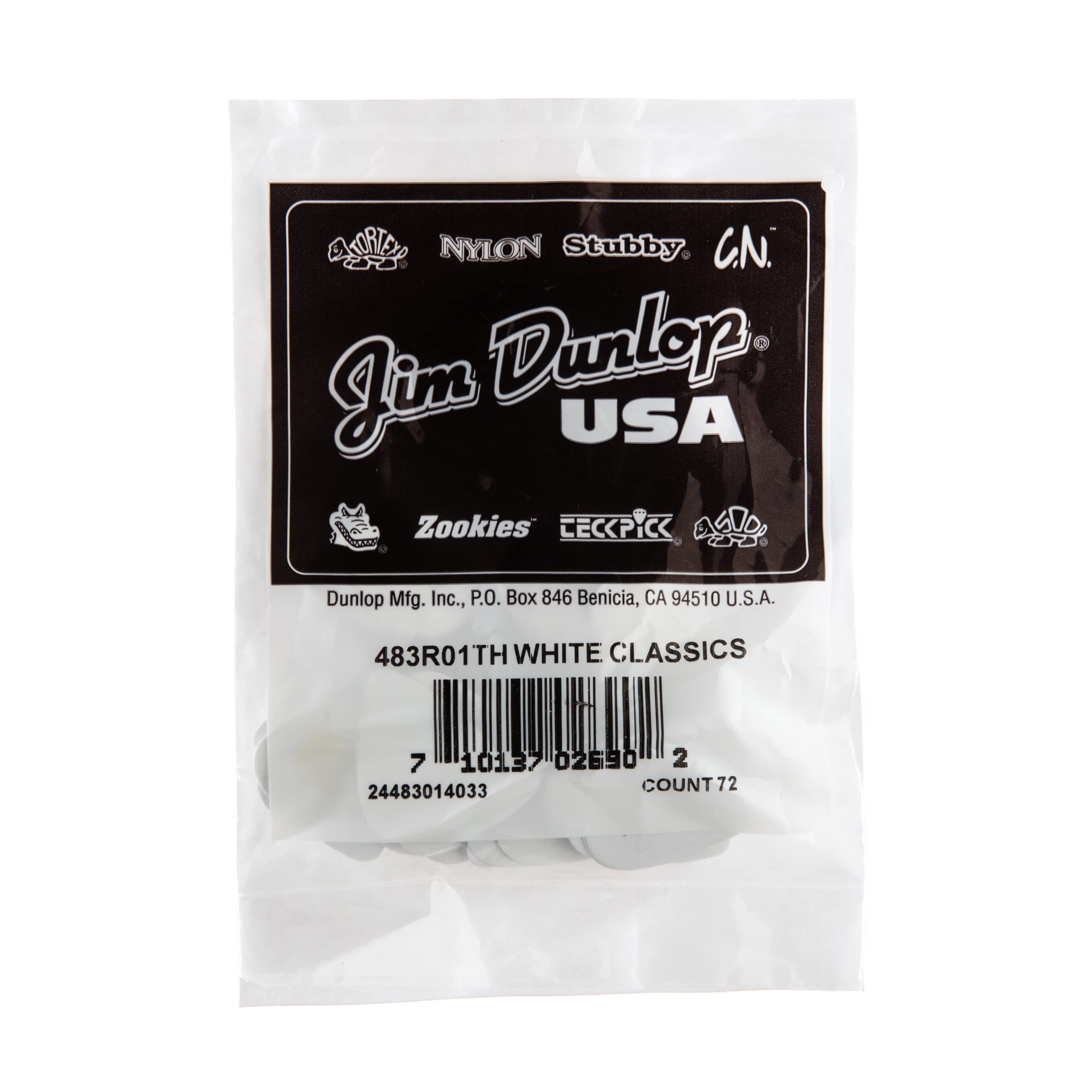 Dunlop 483R01TH Genuine Celluloid, White, Thin, 72/Bag - Image 4
