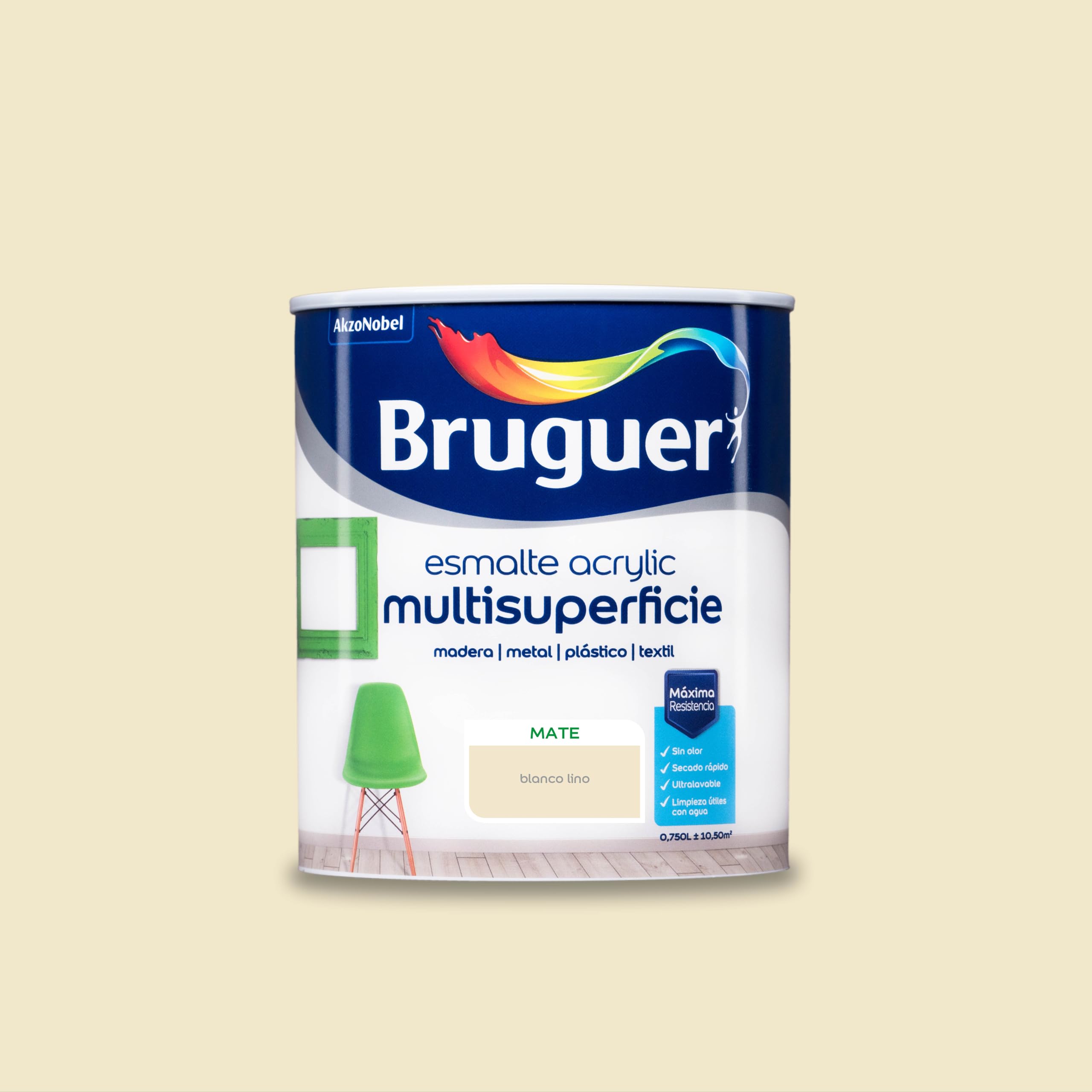 Bruguer Acrylic Multisuperficie Esmalte al agua Satinado - Pintura 750 mL, Blanco Permanente — view 108