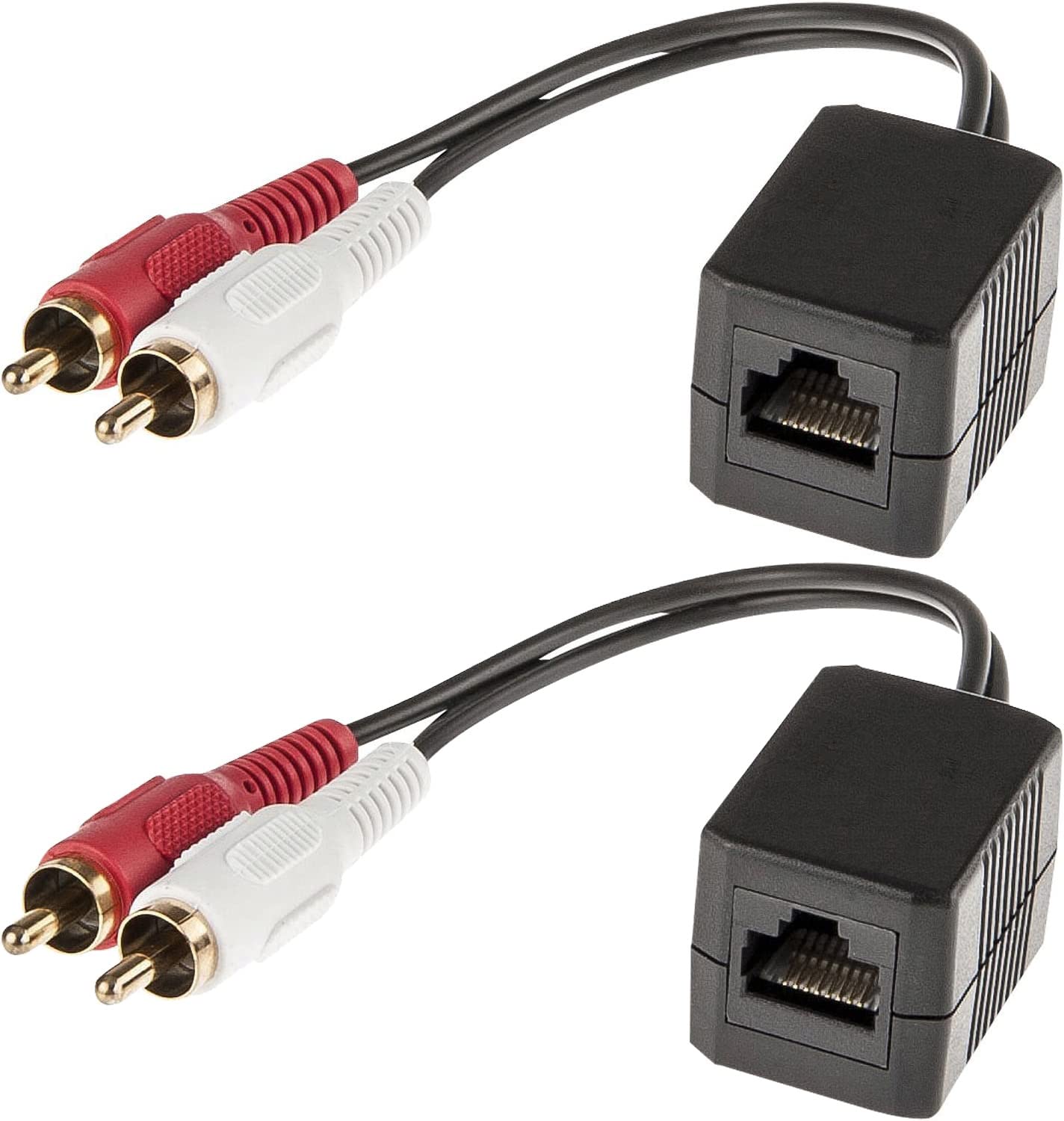 TECHLY 103830 Przetwornik Audio RJ45 Cat.5 2xRCA Czarny