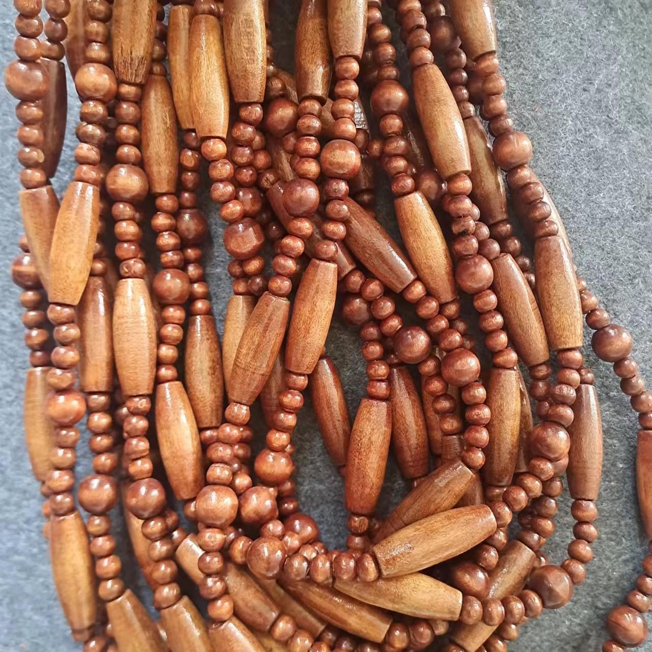Türvorhang Holzperlenvorhang mit KreisdesignTüröffnung Vorhänge 90x200CM 31Leinen GHB1001K (Kaffee)