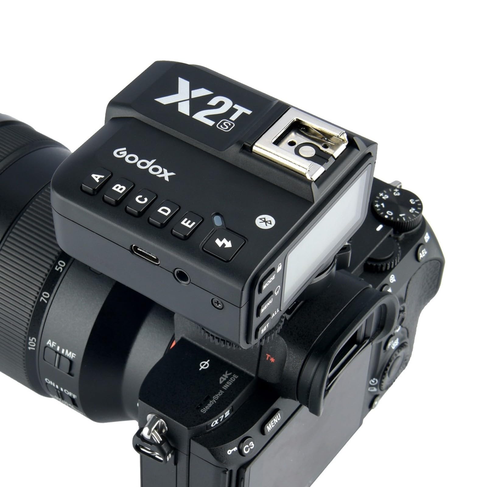 Godox X2T-S TTL Disparador de Flash Inalámbrico para Transmisor Sony 1/8000s HSS TTL Compatible con la Aplicación iOS/Android,Conexión Bluetooth,5 Botones de Grupo Separados,Rueda de Control Reubicada