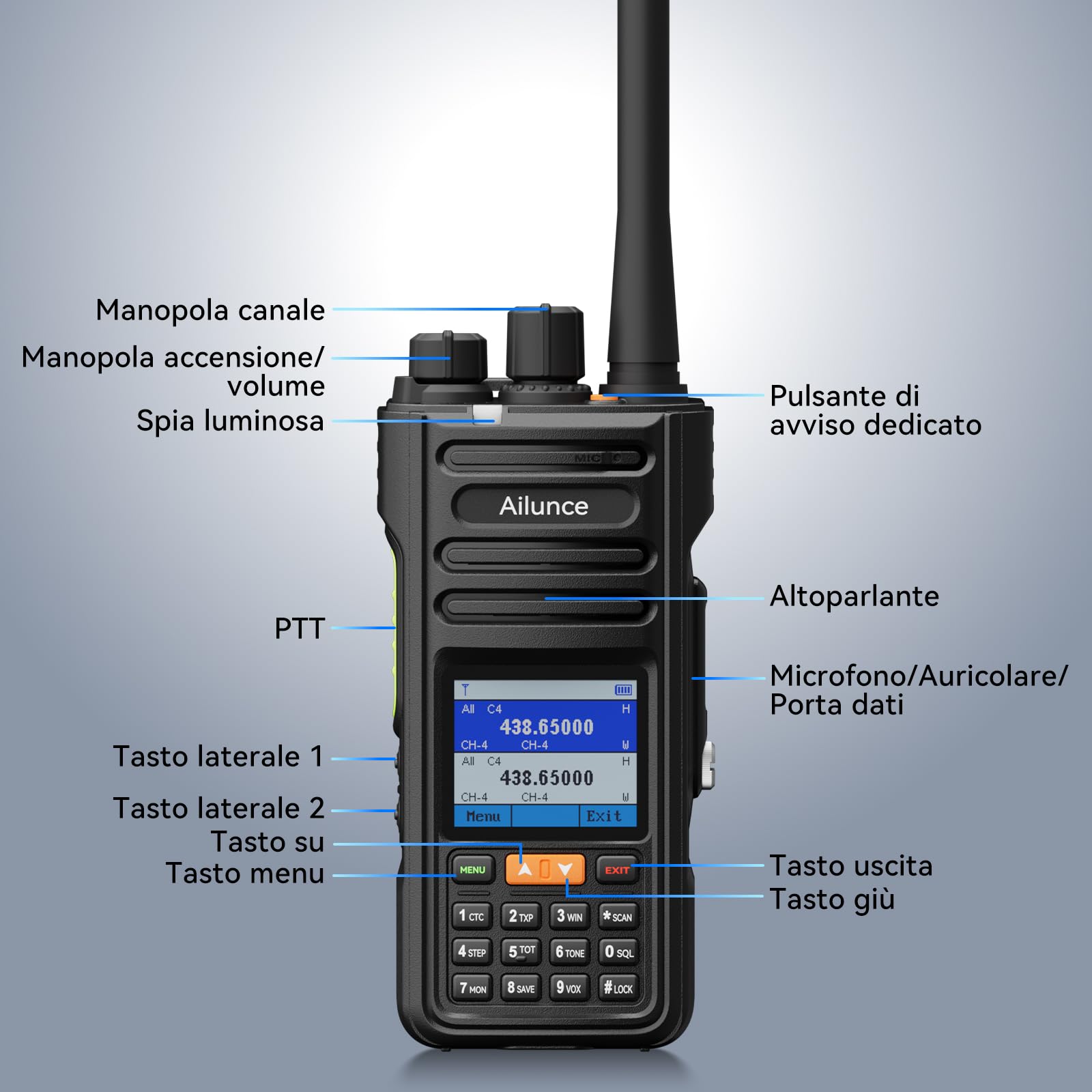 Retevis Ailunce HA2 Radioamatore APRS/GPS, Bluetooth Walkie Talkie, Controllo APP, Radio Doppia Banda IP67, Banda Aeronautica, FM, 2800mAh USB-C Ricetrasmittenti Professionali (1 Stück)