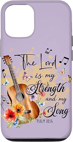 iPhone 1212 Pro The Lord Is My Strength Wildflower Religious Faith On Purple Case