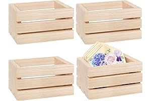 Rustic 4-Pack Mini Wooden Crates for Crafts and Decor