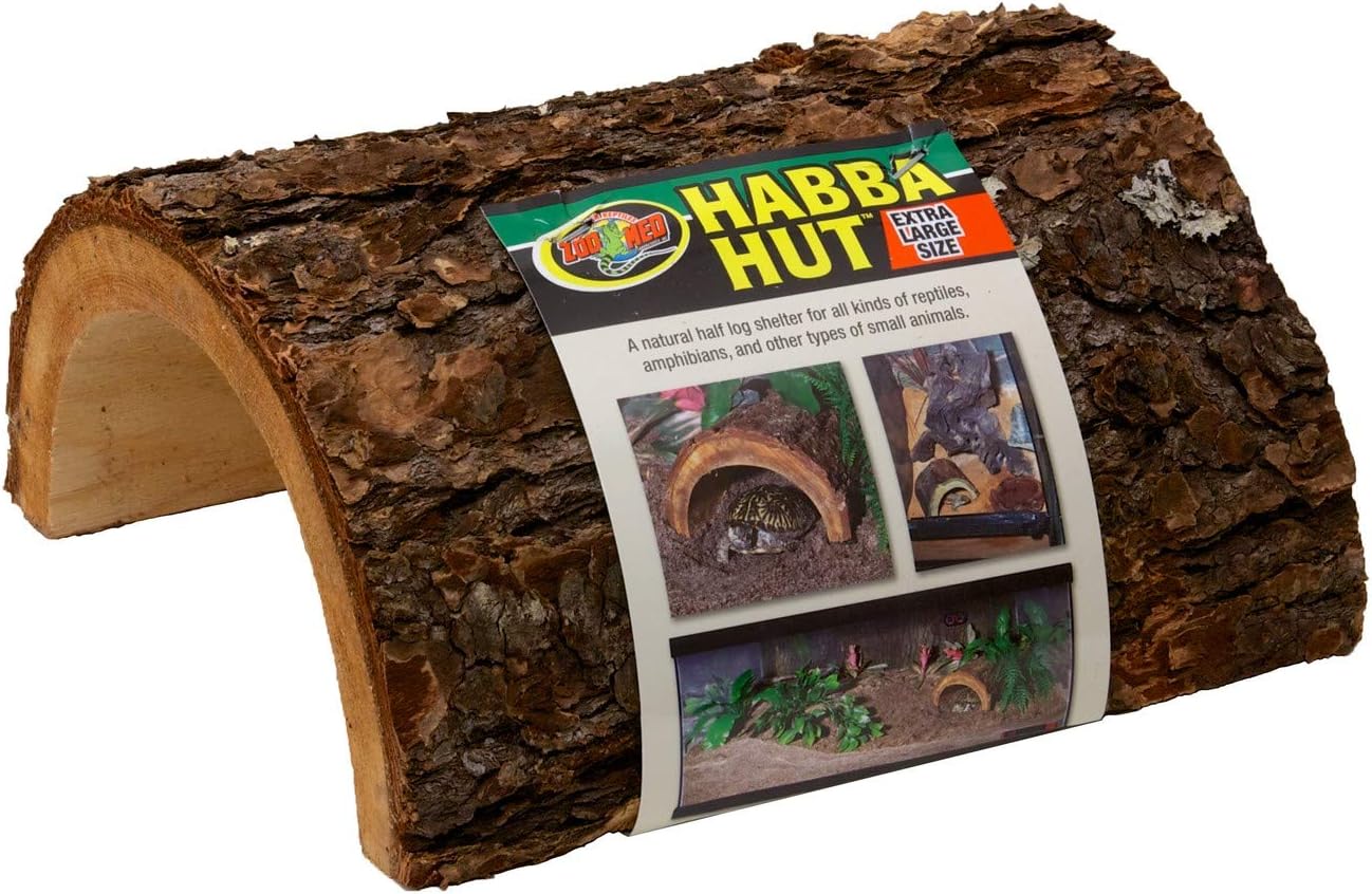 X-Large Habba Hut Reptile Hide - Half Natural Wood Log Hide for Reptiles - Includes DBDPet Pro-Tip Guide