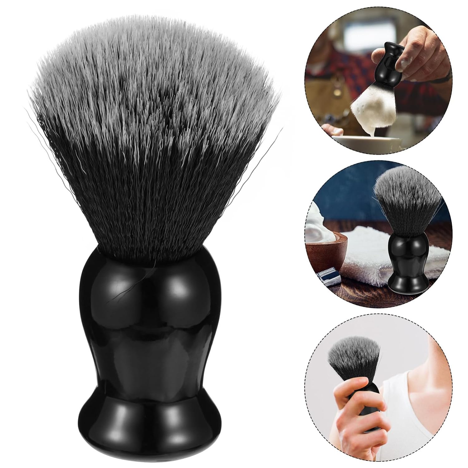 Double Colored Nylon Beard Shaping Brush with Wooden Handle, Men’s Barber Beard Cleaning Grooming Tool for Salon and Personal Shaving Care
